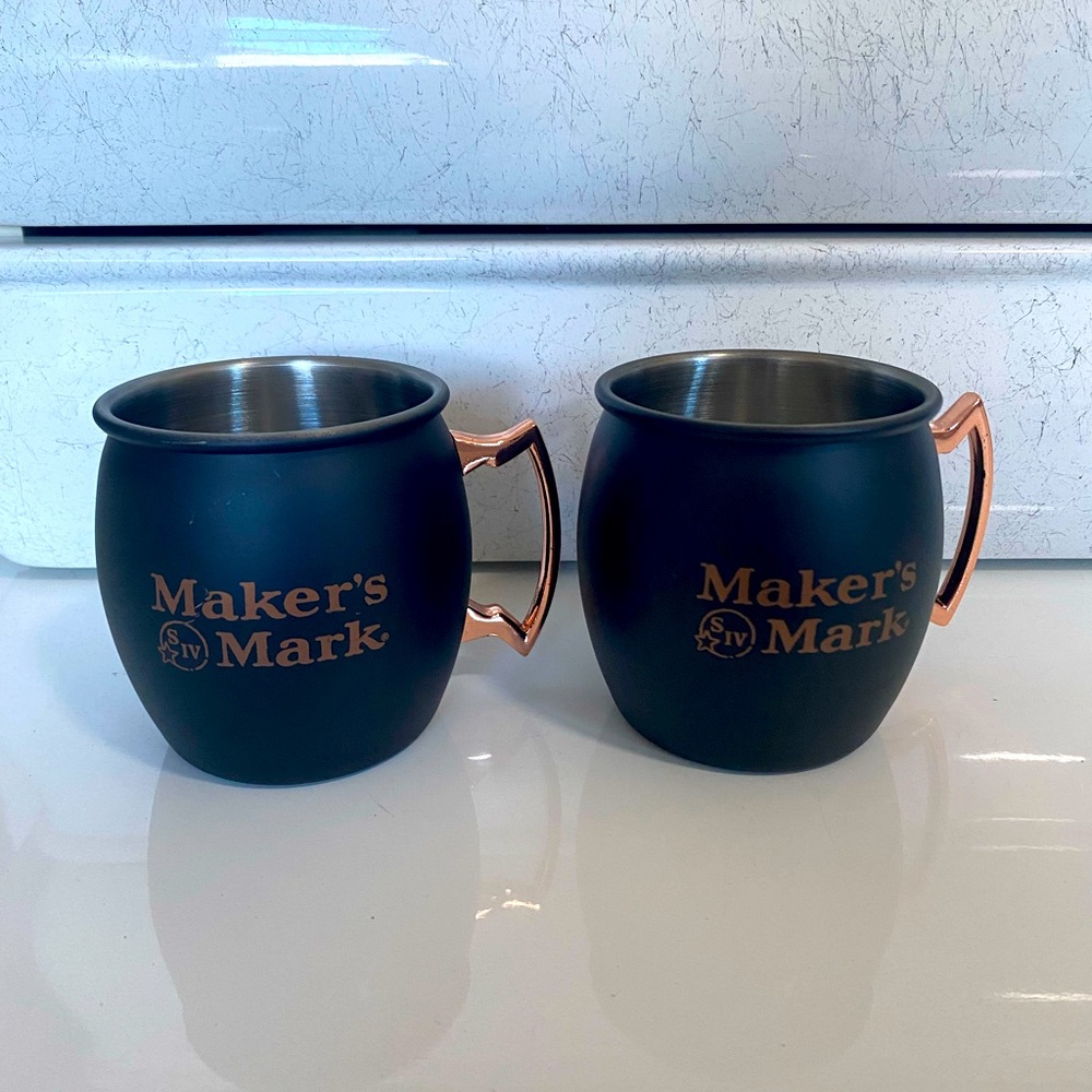 Makers Mark mugs cups copper handle brand new